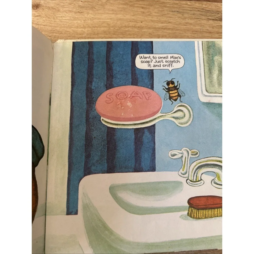 Vtg RARE 1972 Golden Scratch And Sniff Book Max The Nosey Bear Still SMELLS Fun! - Picture 9 of 13